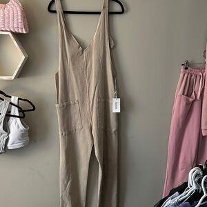 Zenana Outfitters Beige Jumpsuit with Pockets